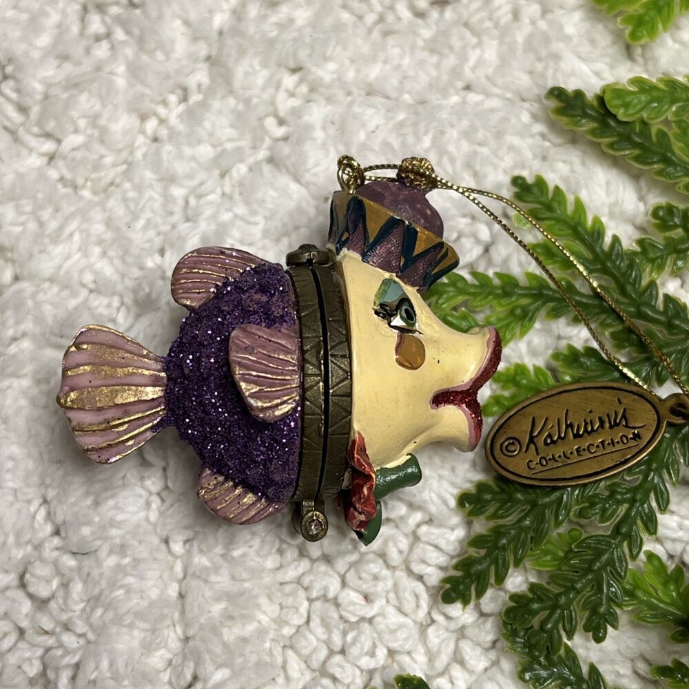 KATHERINE’S Collection KISSING FISH Christmas Ornament Hinged Trinket Box